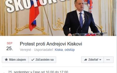 Na pondelok zvolali pred prezidentský palác Protest proti Andrejovi Kiskovi. Facebook zverejnený oznam zrušil. 