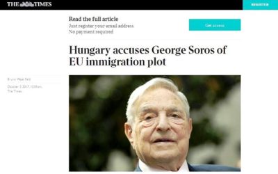 The Times: „Maďarská vláda odhaľuje medzinárodné sprisahanie nazývané „Sorosov plán“