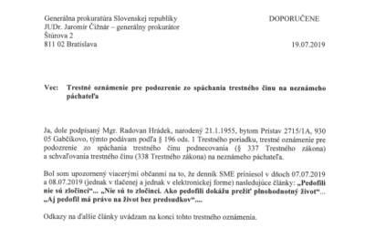 Trestné oznámenie pre podozrenie zo spáchania trestného činu