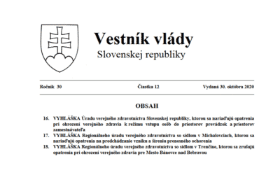 VYHLÁŠKA Úradu verejného zdravotníctva Slovenskej republiky, ktorou sa nariaďujú opatrenia pri ohrození verejného zdravia k režimu vstupu osôb do priestorov prevádzok a priestorov zamestnávateľa