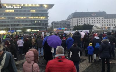 Masa ľudí prišla protestovať proti vláde už v nedeľu. 
