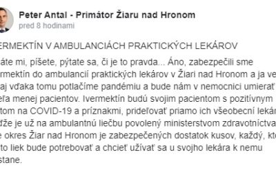 Primátor vypočul verejnosť, zabezpečil ivermektín na niekoľko týždňov.