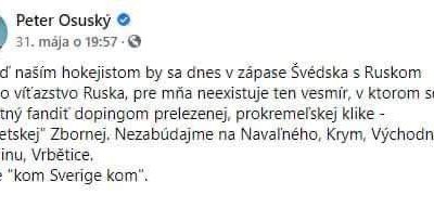 Nedokážem fandiť Rusom, ani keď to pomôže Slovákom. Politici útočili na Osuského za vymyslený status.