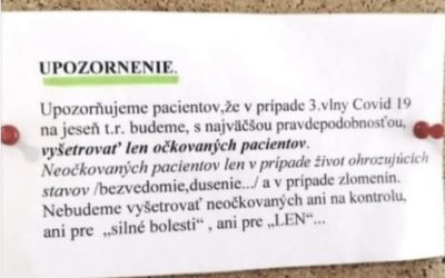 Topoľčiansky lekár vyvesil šokujúci oznam: „Nebudem vyšetrovať neočkovaných.“ Vysvetlil dôvod.