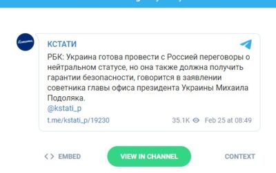 Zelenského poradca: Kyjev je pripravený rokovať s Ruskom o neutralite.