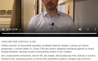 Slovensko darovalo Ukrajině raketový systém S-300. EU schválila pátý balík sankcí.