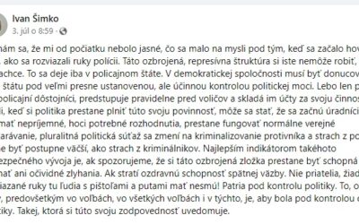 Spor Šimka s Hamranom: OĽaNO a Ódor sa zastali polície. Smer požaduje odvolanie policajného prezidenta.