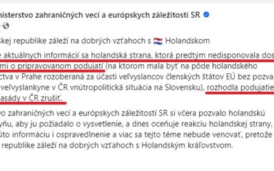 Holandská ambasáda cúvla. Zrušili kontroverznú diskusiu o politickej situácii na Slovensku.